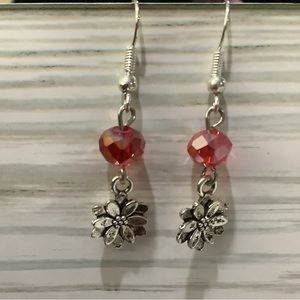 Christmas red sparkling poinsettia earrings